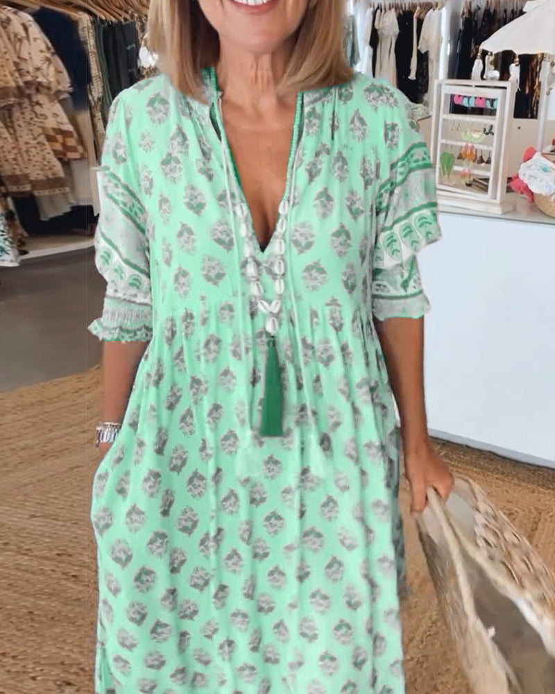 WW | Bohemian Geschichtetes Maxi-Kleid für Damen