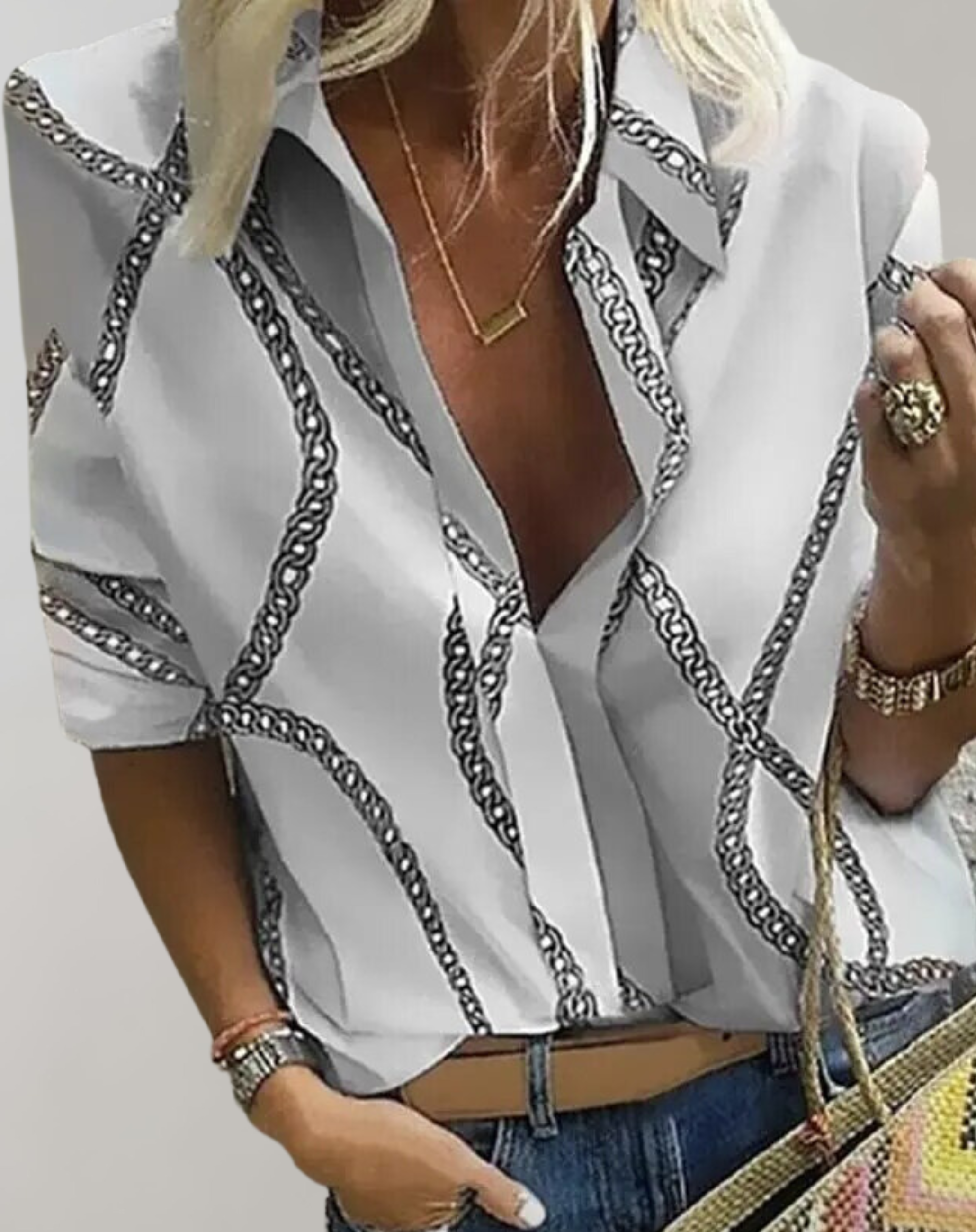 WW | Seidenbluse mit Kettenmuster für Damen