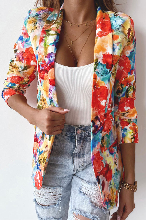WW | Freie und Echte Florale Revers Freizeitanzug Blazer