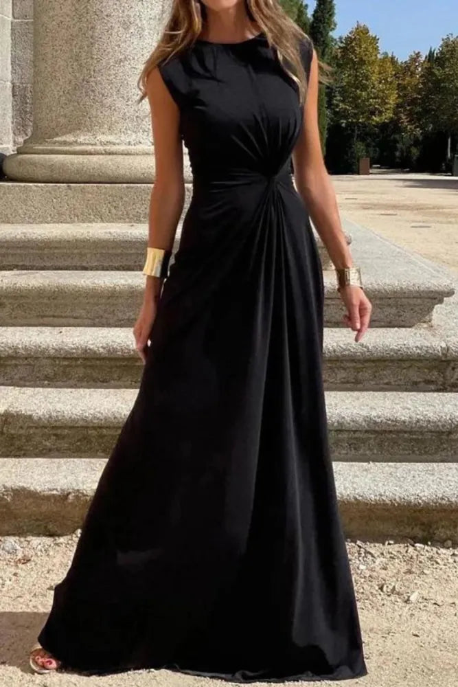 WW | Elegantes Langkleid mit Langen Ärmeln, Revers und Unifarbenem V-Ausschnitt für Damen