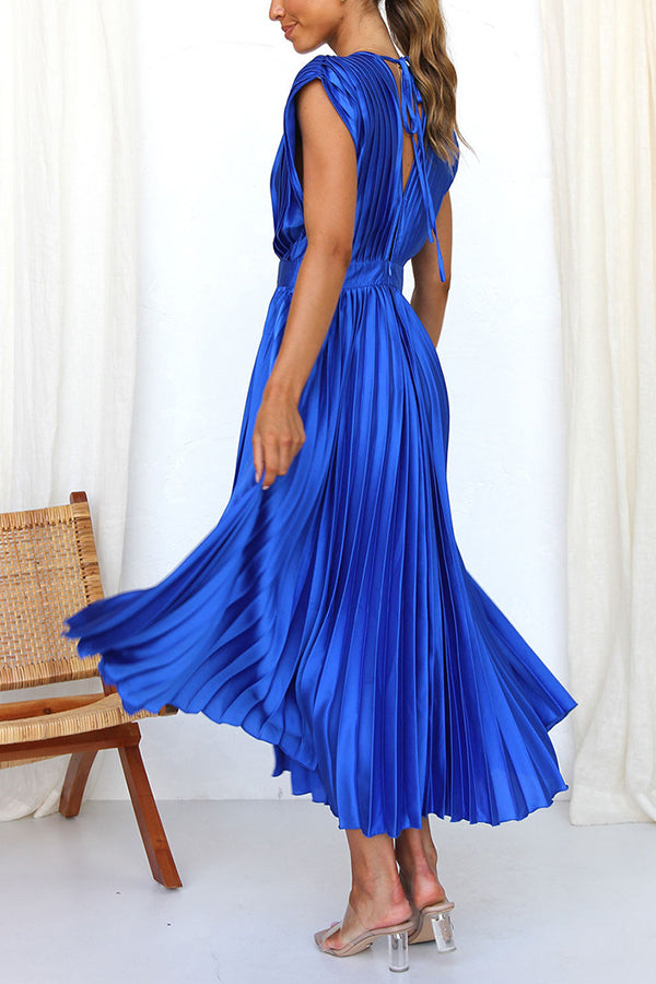 WW | Hallo Schöne Satin Plissee Midi Kleid
