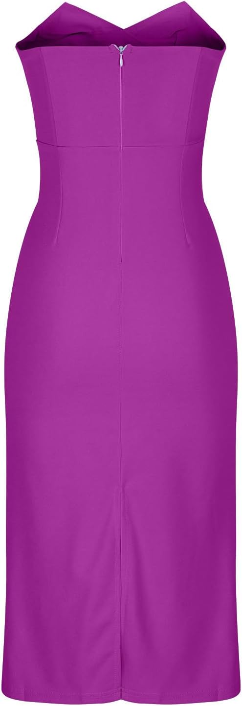 Magner™ – Trägerloses Midi Partykleid mit Rückenschlitz, Elegantes Cocktailkleid für Abend & Events