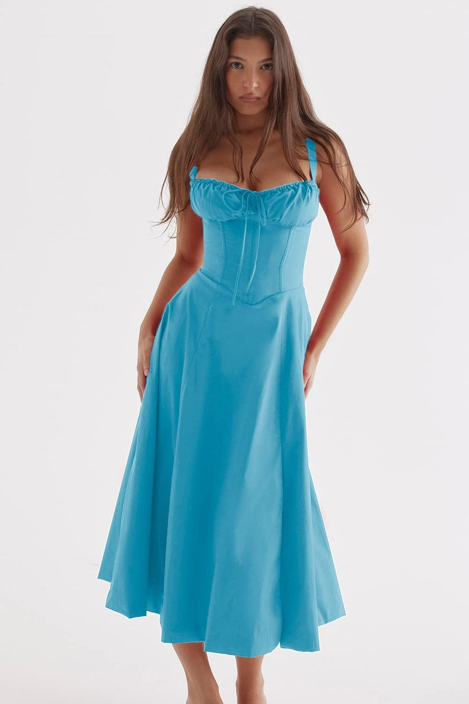 WW - Midikleid mit tailliertem Oberteil und ausgestelltem Rock | Minikleid mit Spaghettiträgern