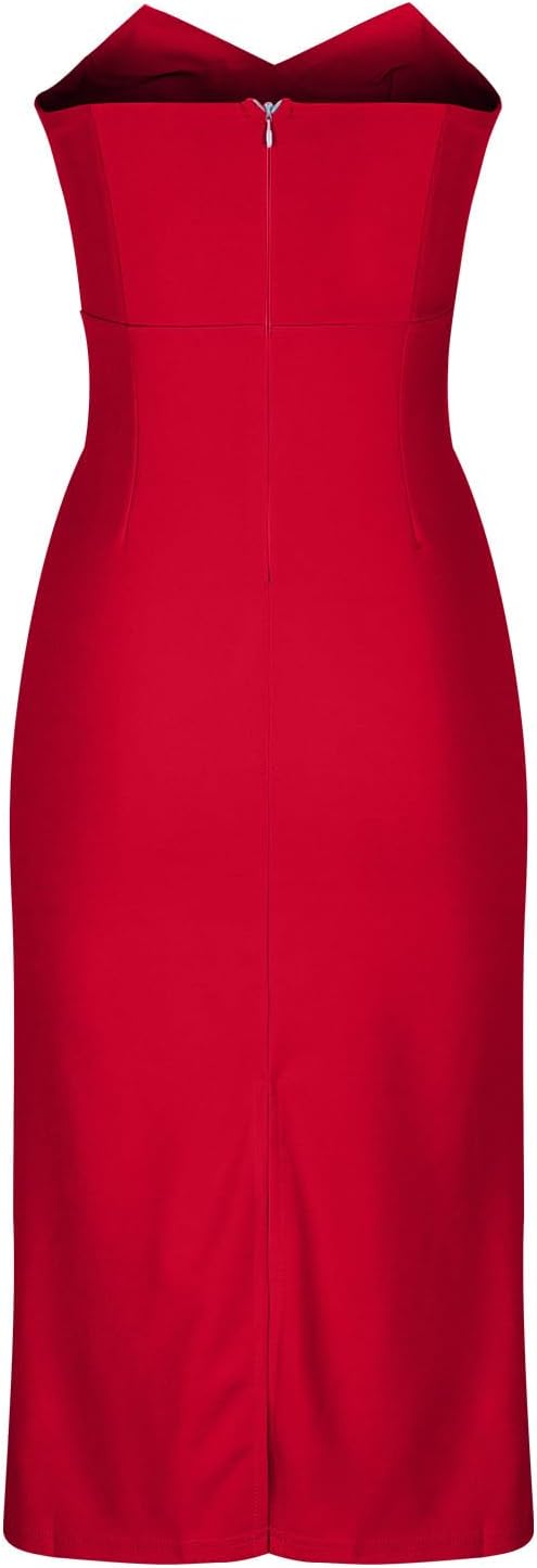 Magner™ – Trägerloses Midi Partykleid mit Rückenschlitz, Elegantes Cocktailkleid für Abend & Events