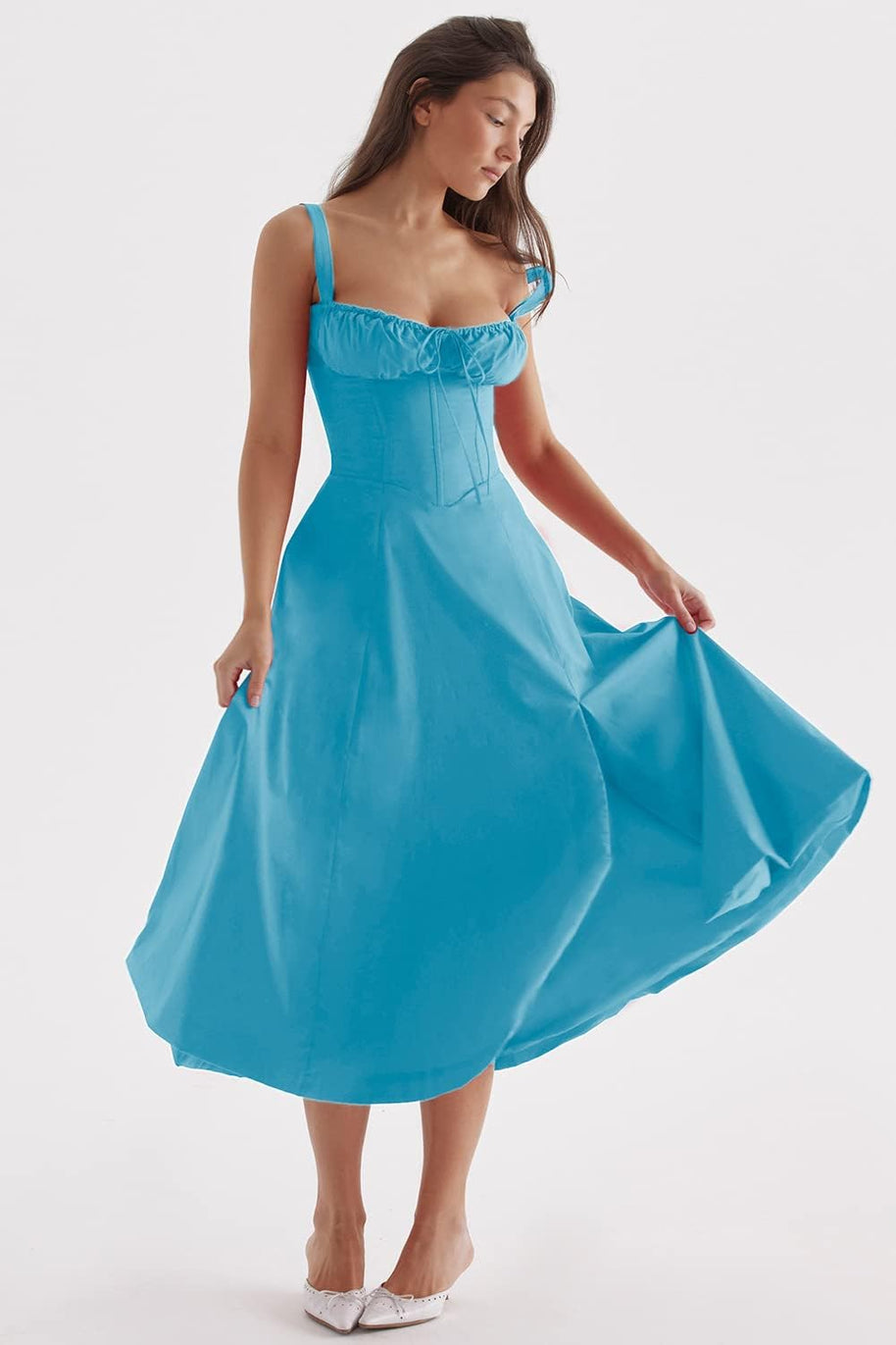WW - Midikleid mit tailliertem Oberteil und ausgestelltem Rock | Minikleid mit Spaghettiträgern