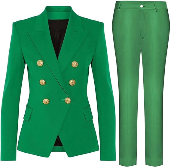 Damen elegantes Business-Anzug-Set mit doppelter Knopfleiste und schmaler Passform WW