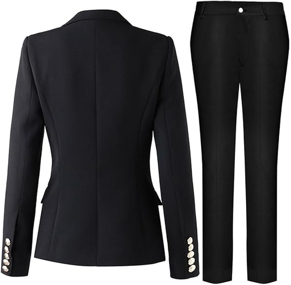 Damen elegantes Business-Anzug-Set mit doppelter Knopfleiste und schmaler Passform WW