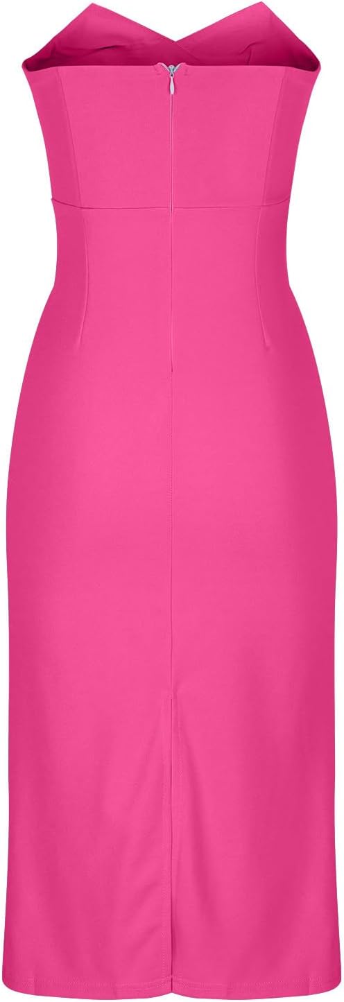 Magner™ – Trägerloses Midi Partykleid mit Rückenschlitz, Elegantes Cocktailkleid für Abend & Events