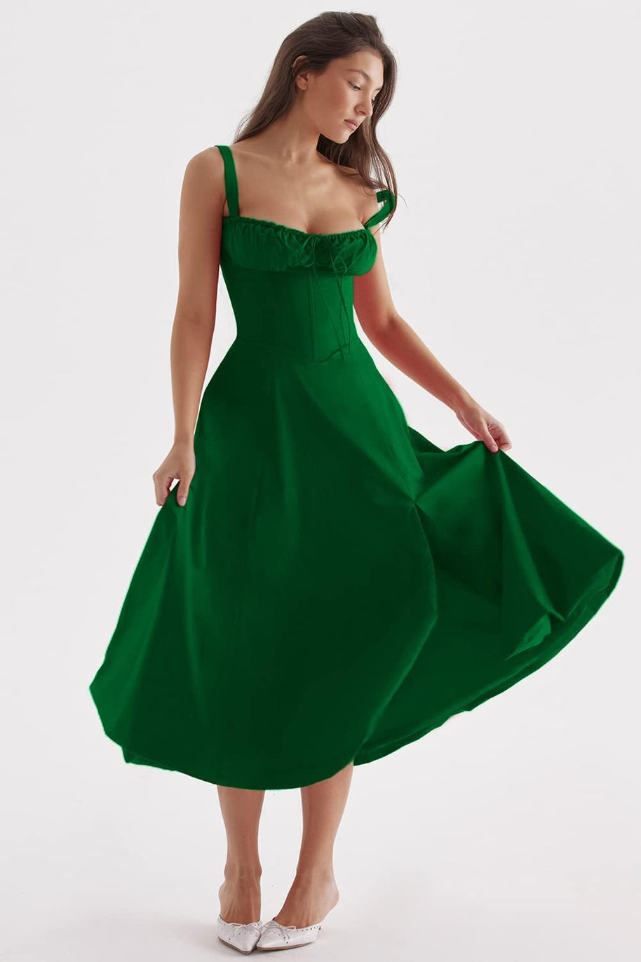 WW - Midikleid mit tailliertem Oberteil und ausgestelltem Rock | Minikleid mit Spaghettiträgern