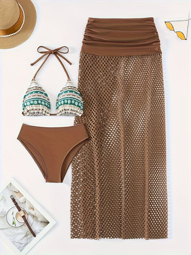 WW | Dreiteiliges Bikini Satz Mit Tribal Print Für Damen