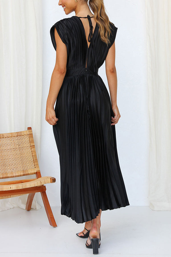 WW | Hallo Schöne Satin Plissee Midi Kleid
