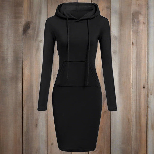 WW | Casual Herbst Sweatkleid mit Kapuze und Kordelzug für Frauen