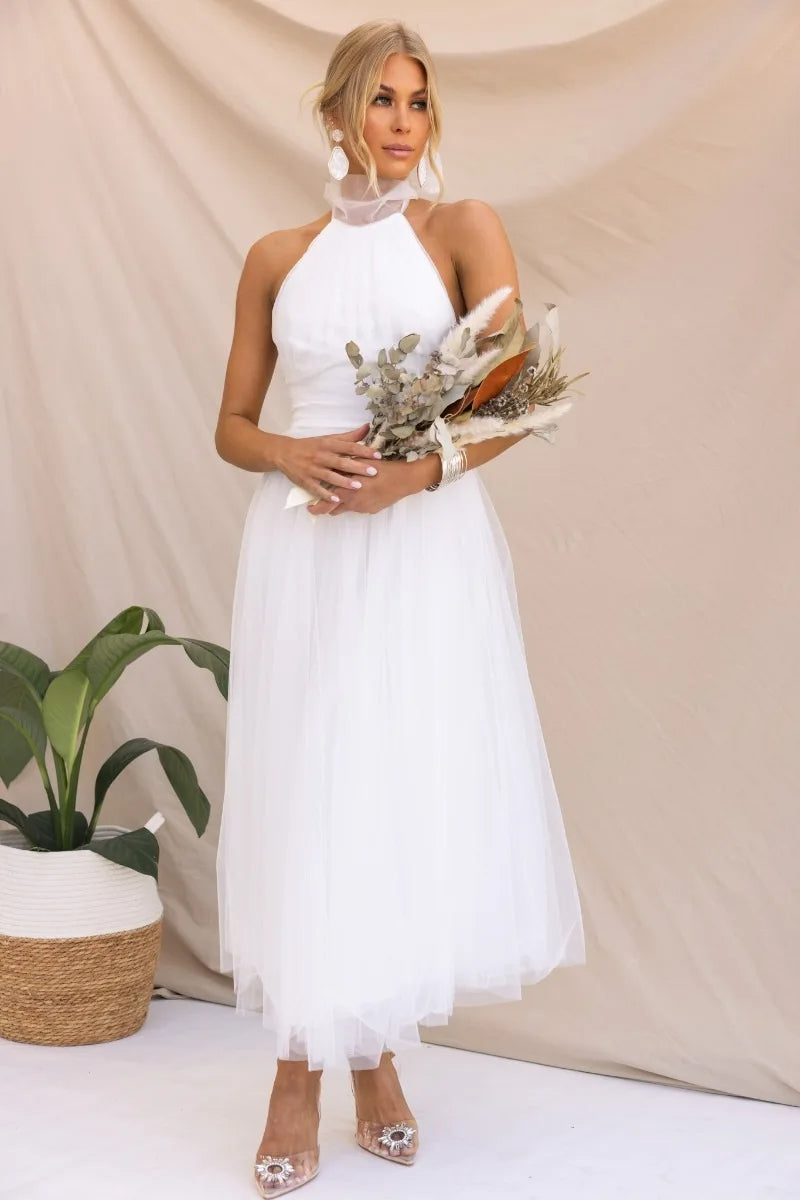 WW | Halter Tüll Midi Kleid