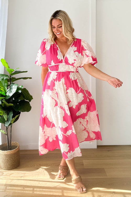 WW | Real Love Print Puffärmel Maxi Kleid