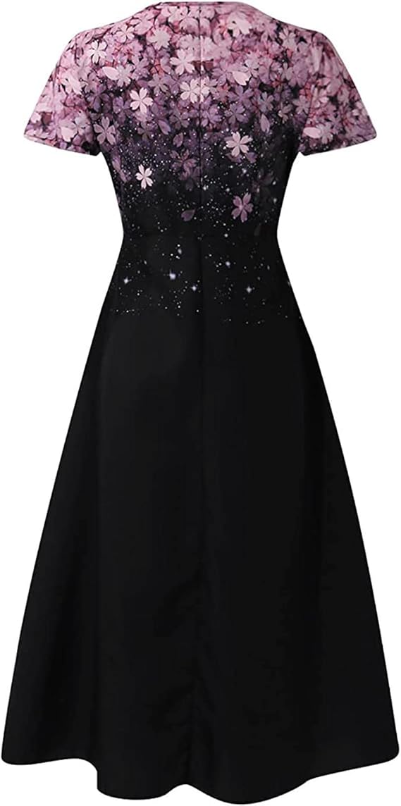 Luméa™ – Elegantes Abendkleid mit Blumen-Glanz, V-Ausschnitt & fließendem Rock für festliche Anlässe