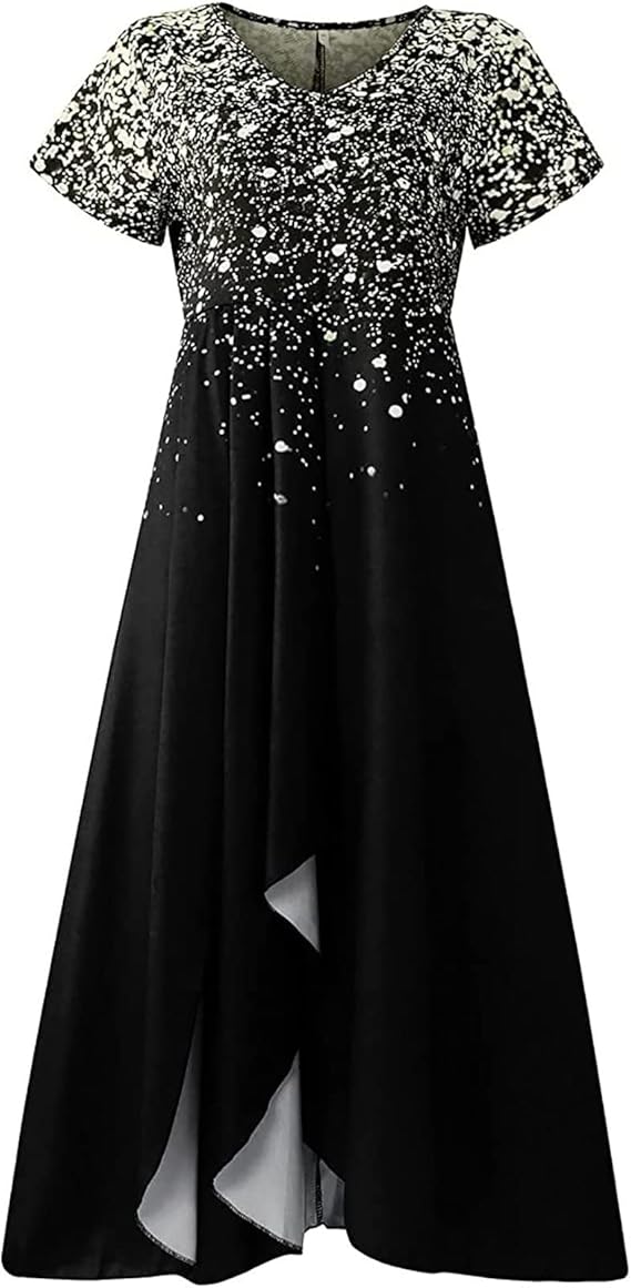 Luméa™ – Elegantes Abendkleid mit Blumen-Glanz, V-Ausschnitt & fließendem Rock für festliche Anlässe