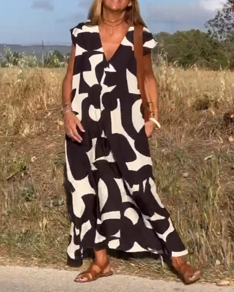 Amara™ - Maxikleid mit Print und V-Ausschnitt