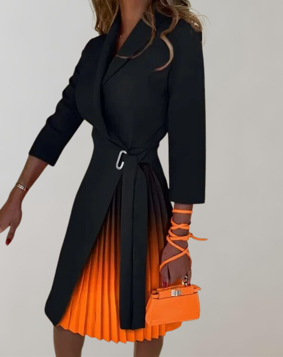 WW - Damen Kleid Druck gekerbt