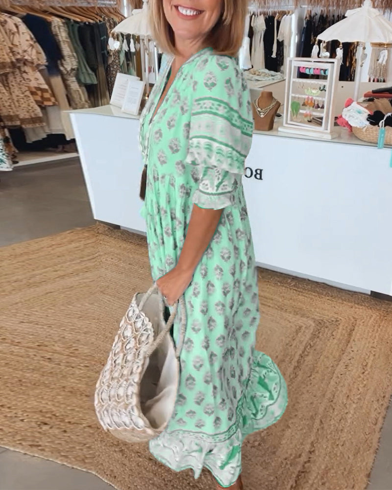 WW | Bohemian Geschichtetes Maxi-Kleid für Damen