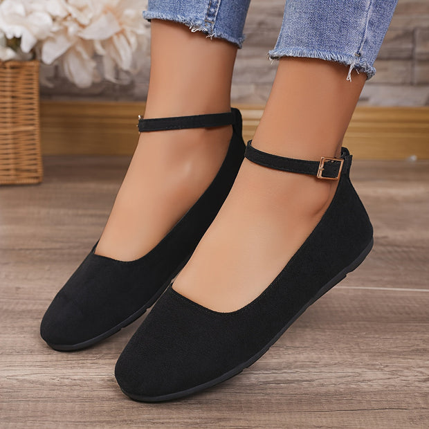 WW | Klassische Einfarbige Ballerinas Mit Riemchen