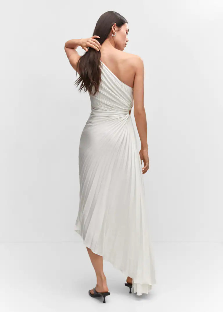 WW | One Shoulder Plissee Midi Kleid