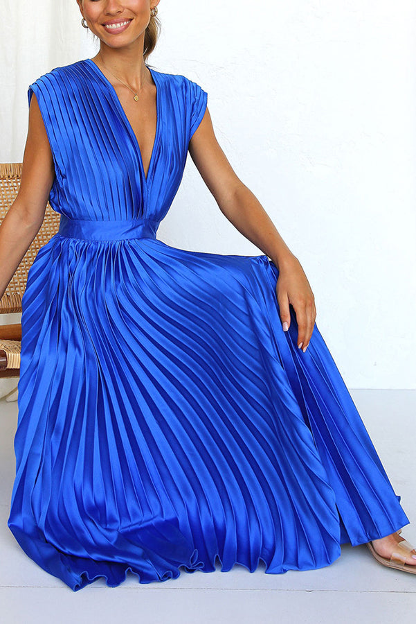 WW | Hallo Schöne Satin Plissee Midi Kleid