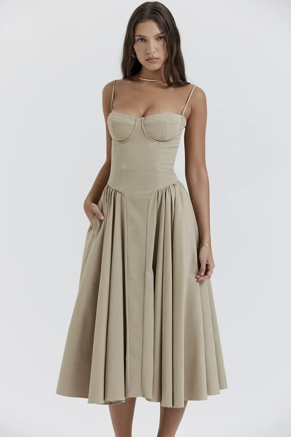 WW | Ärmelloses Midikleid Mit Korsett Passform