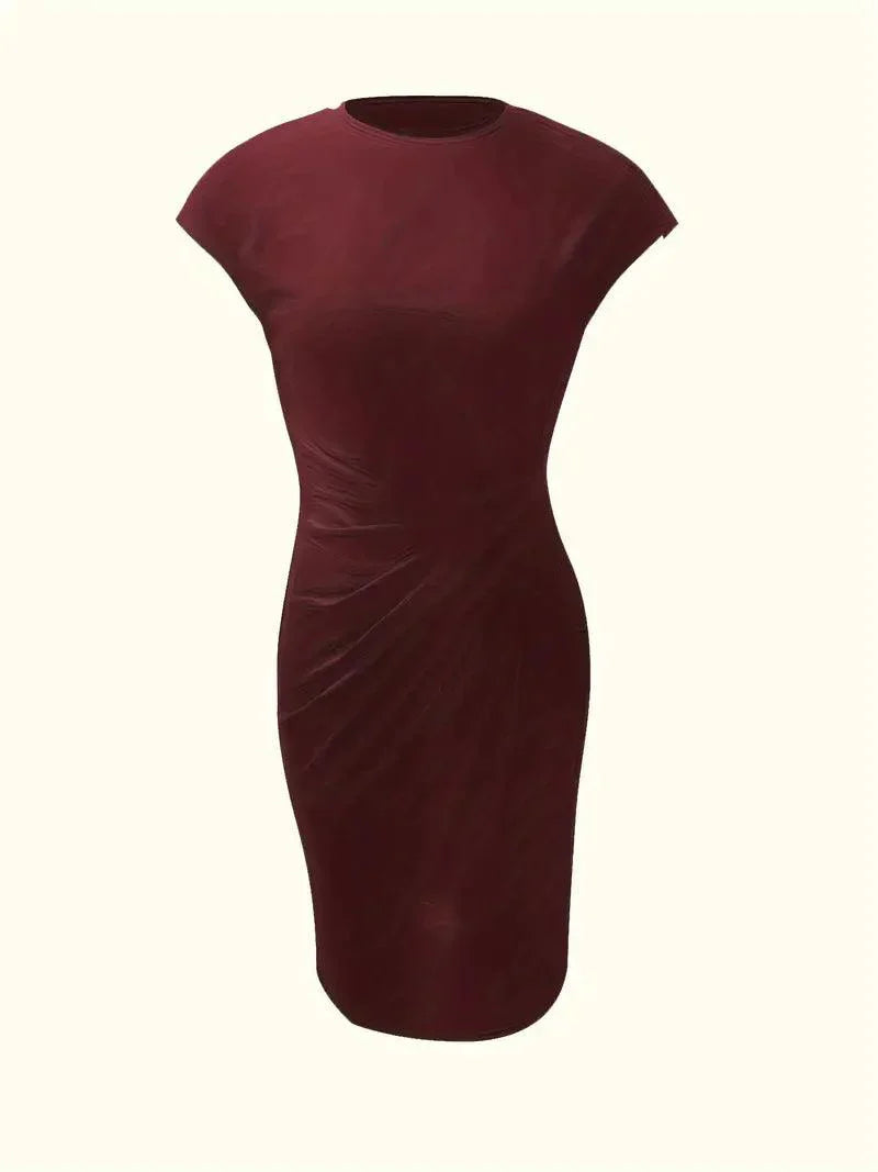 WW | Stilvolles Schmales Kleid Mit Rundhalsausschnitt