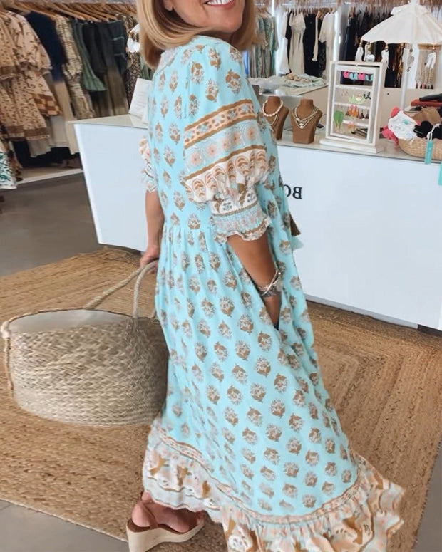 WW | Bohemian Geschichtetes Maxi-Kleid für Damen