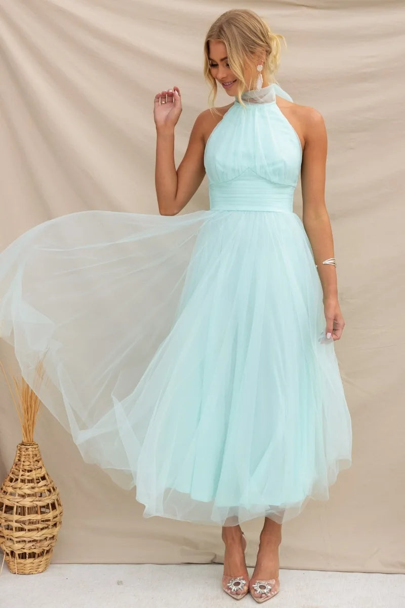 WW | Halter Tüll Midi Kleid