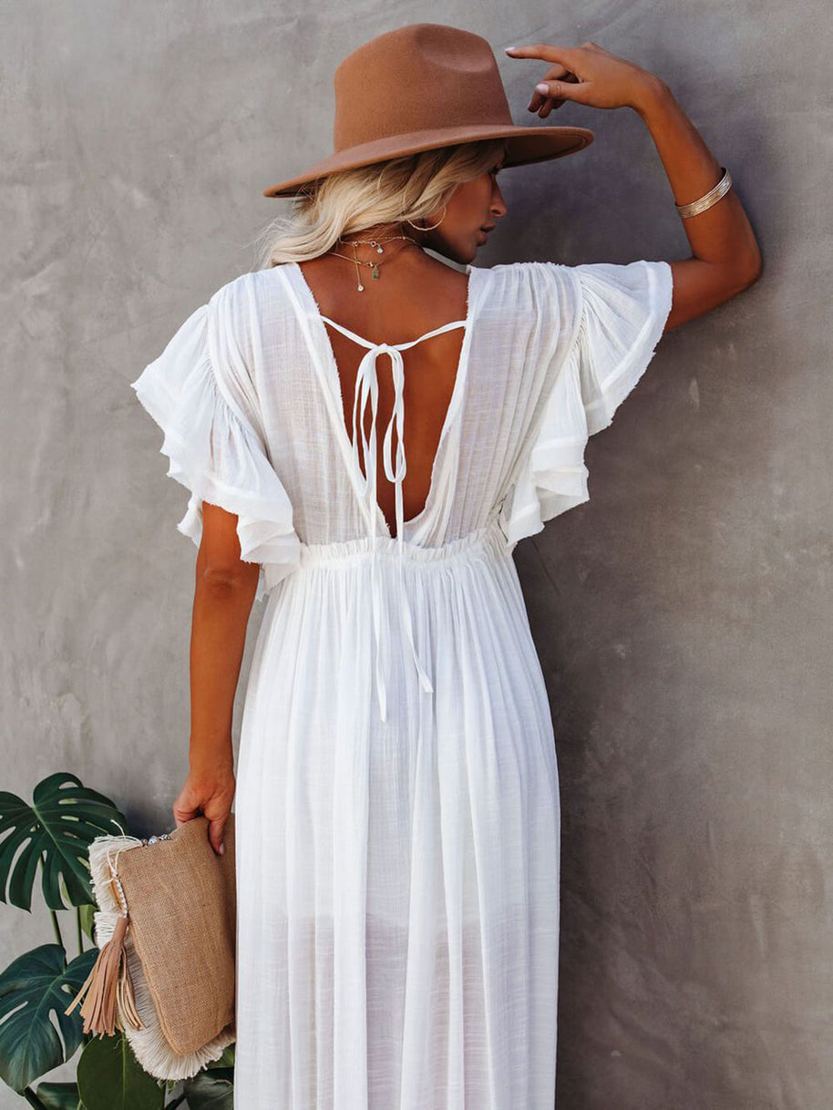WW | Stil Maxi Kleid mit Flatterärmeln für Frauen