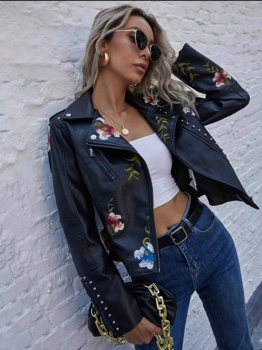 WW | Damen Retro Blumenmuster Jacke