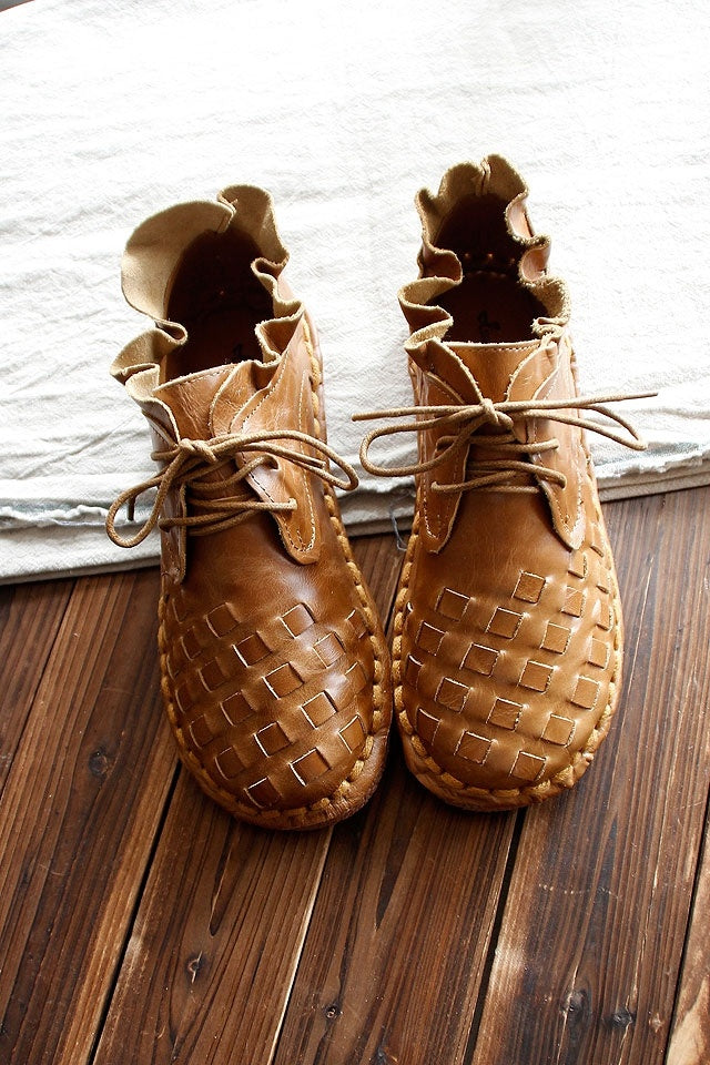 WW | Retro Künstlerisch Echtes Leder Damen Schuhe