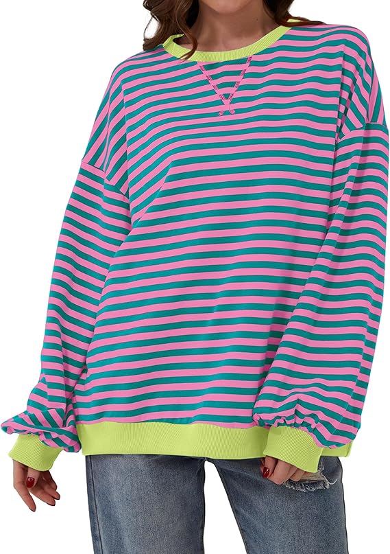 Übergroßer und gestreifter Pullover für Damen
