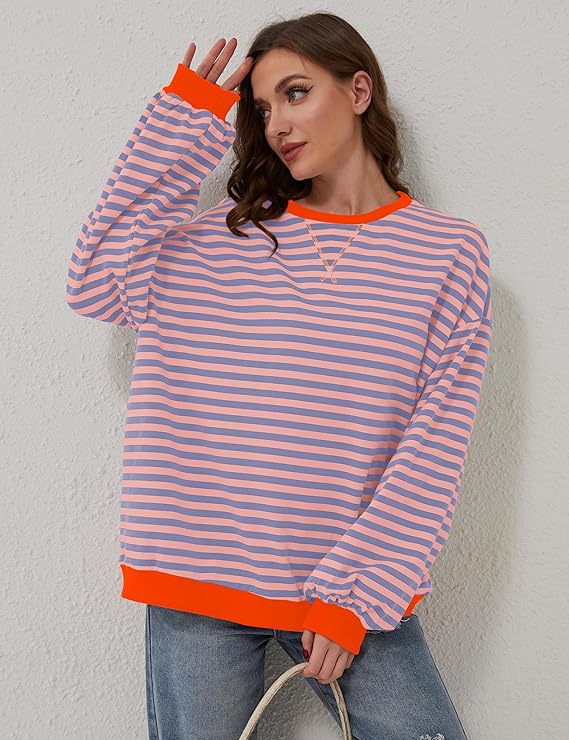 Übergroßer und gestreifter Pullover für Damen