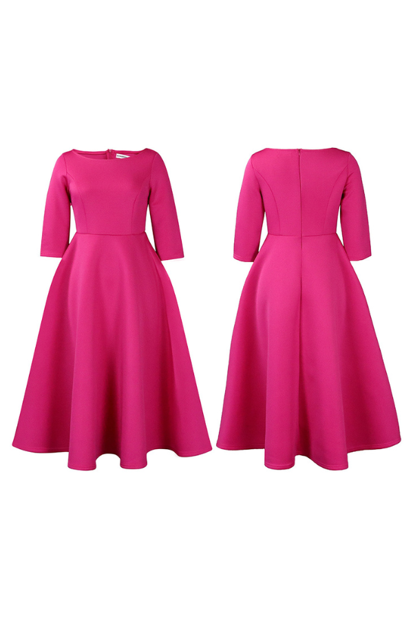 3/4-Ärmel Swing-Kleid