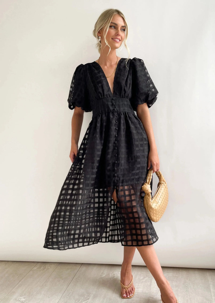 WW | Midikleid mit Puffärmeln