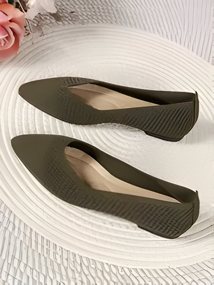 WW | Damen Mode Flache Schuhe, Lässig Pointed Toe Knit Flats