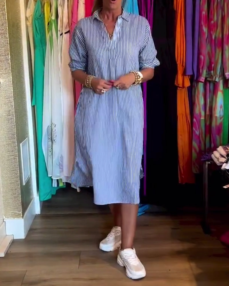 WW | Gestreiftes Hemdkleid In Lässiger Passform