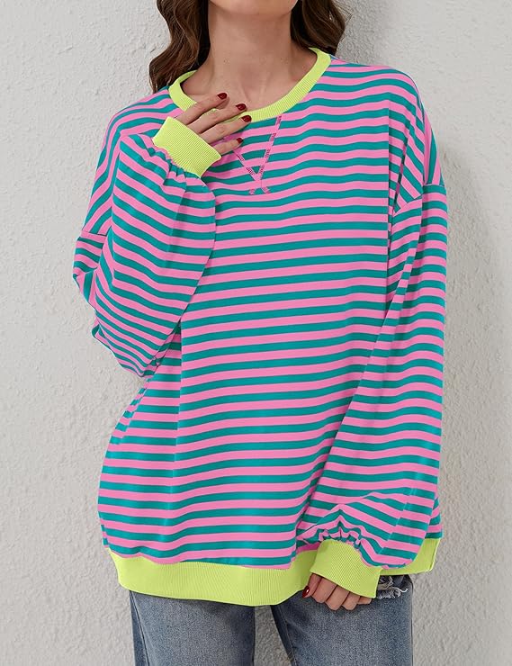 Übergroßer und gestreifter Pullover für Damen