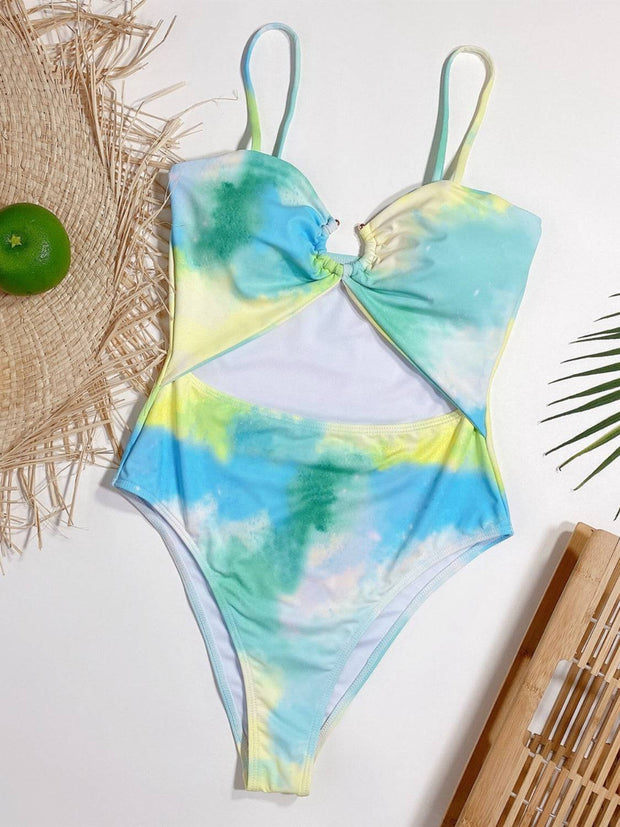 WW | Cutout Tie-Dye Spaghetti-Trägertankini