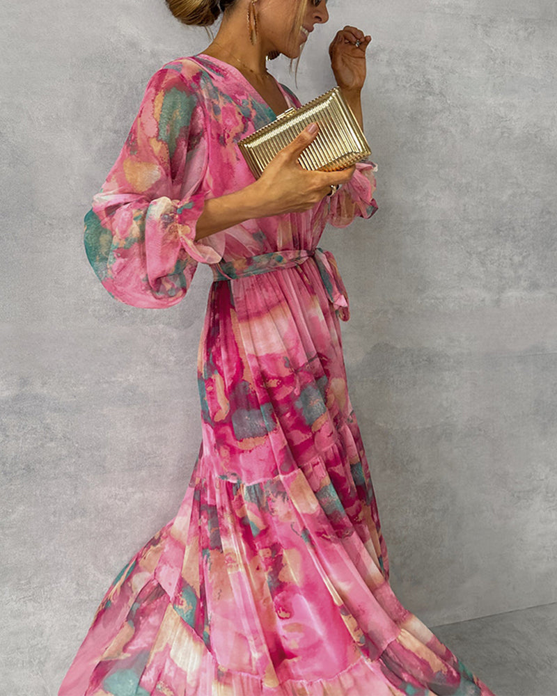 WW | Elegantes Kleid mit Print und Plissiertem Rock
