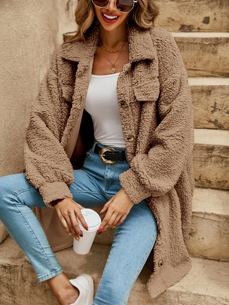 WW | Teddyjacke - bequeme lange Damenjacke
