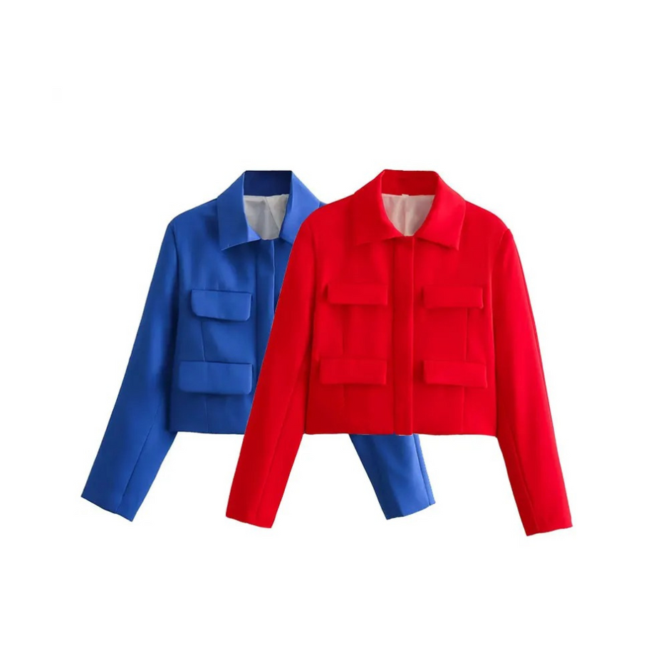 WW | Bomberjack Damen Kurzjacke mit Vier Fronttaschen und Minimalistischem Design