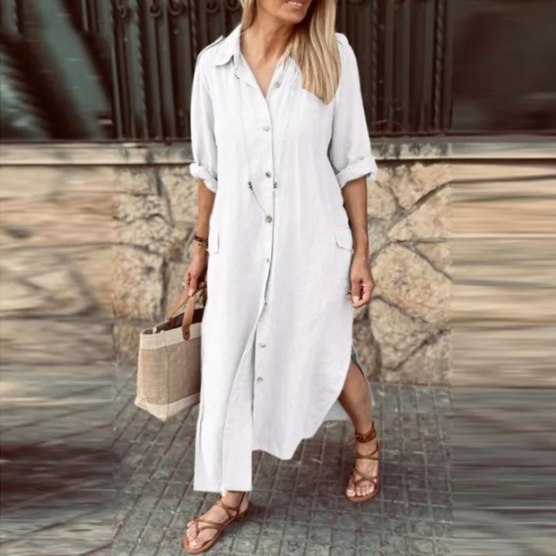 WW – Schlichtes Blusenkleid mit Umschlagkragen und Knöpfen