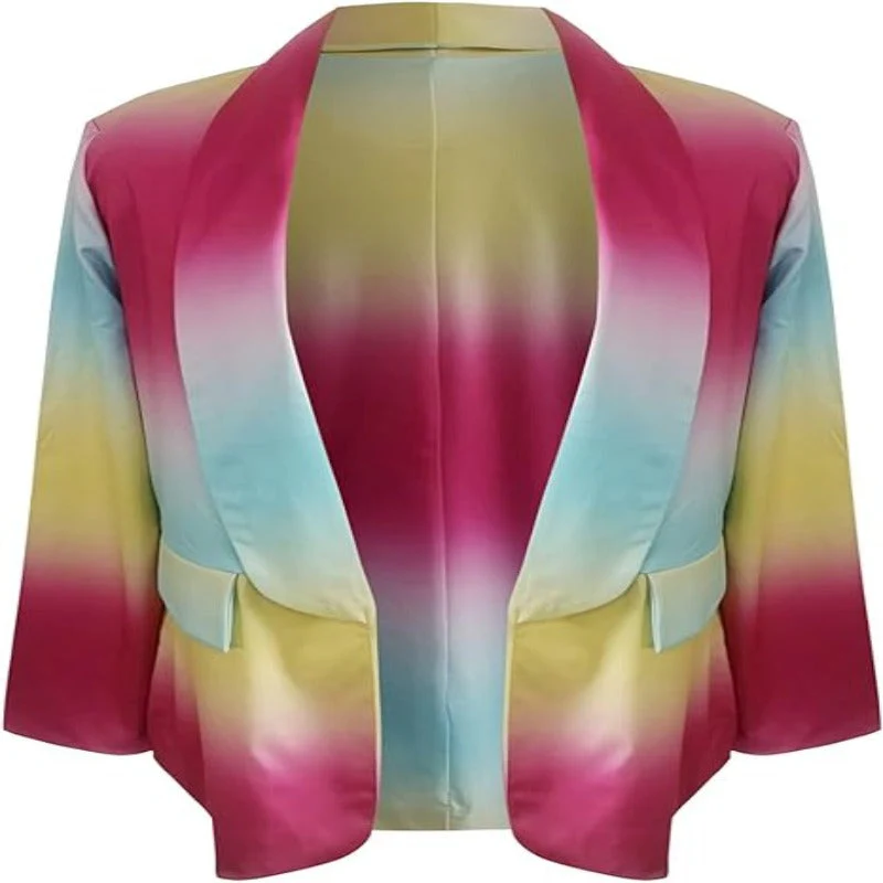 WW | Damen Ombre Offene Front Blazer, Lange Ärmel, Lässige Passform
