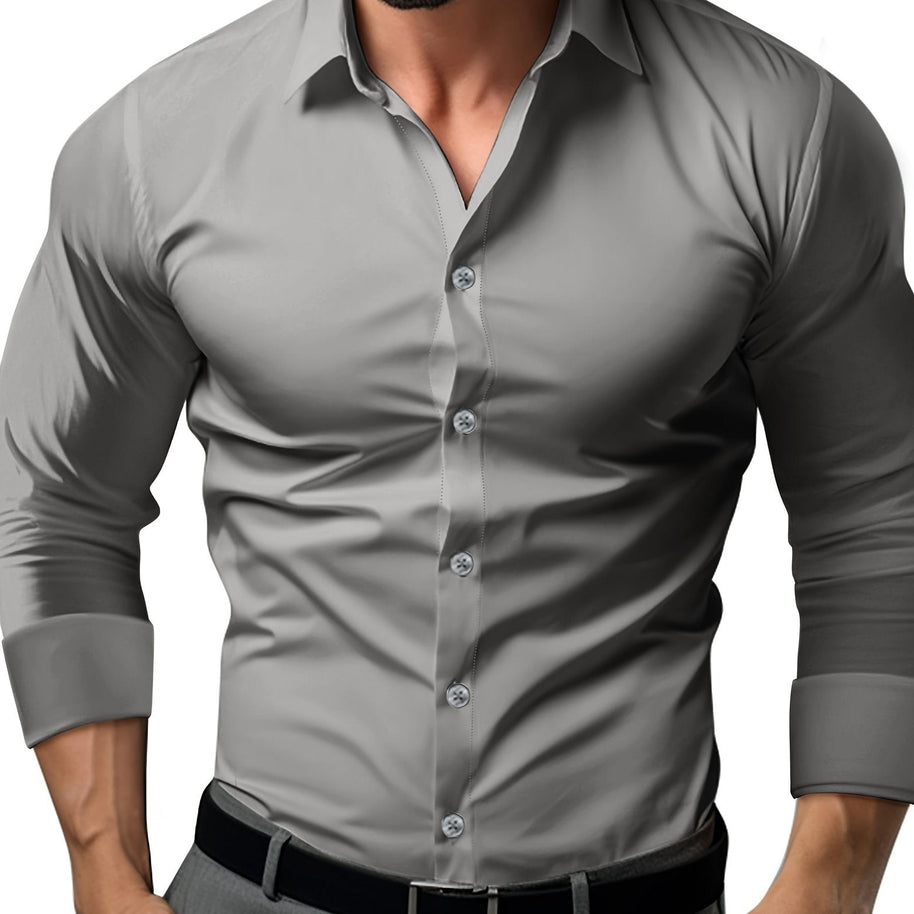 WW | Slim Fit Einfarbiges Baumwollhemd
