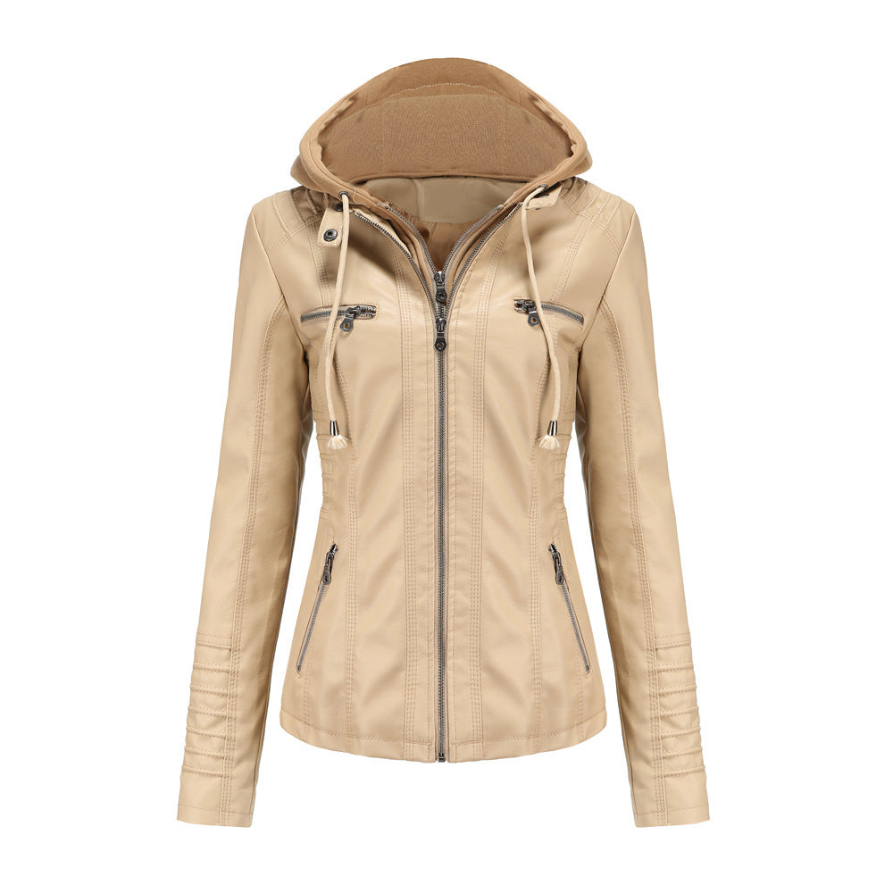 WW | Lederjacke mit Kapuze