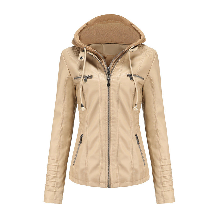 WW | Lederjacke mit Kapuze
