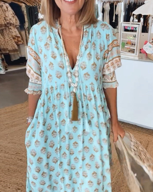 WW | Bohemian Geschichtetes Maxi-Kleid für Damen